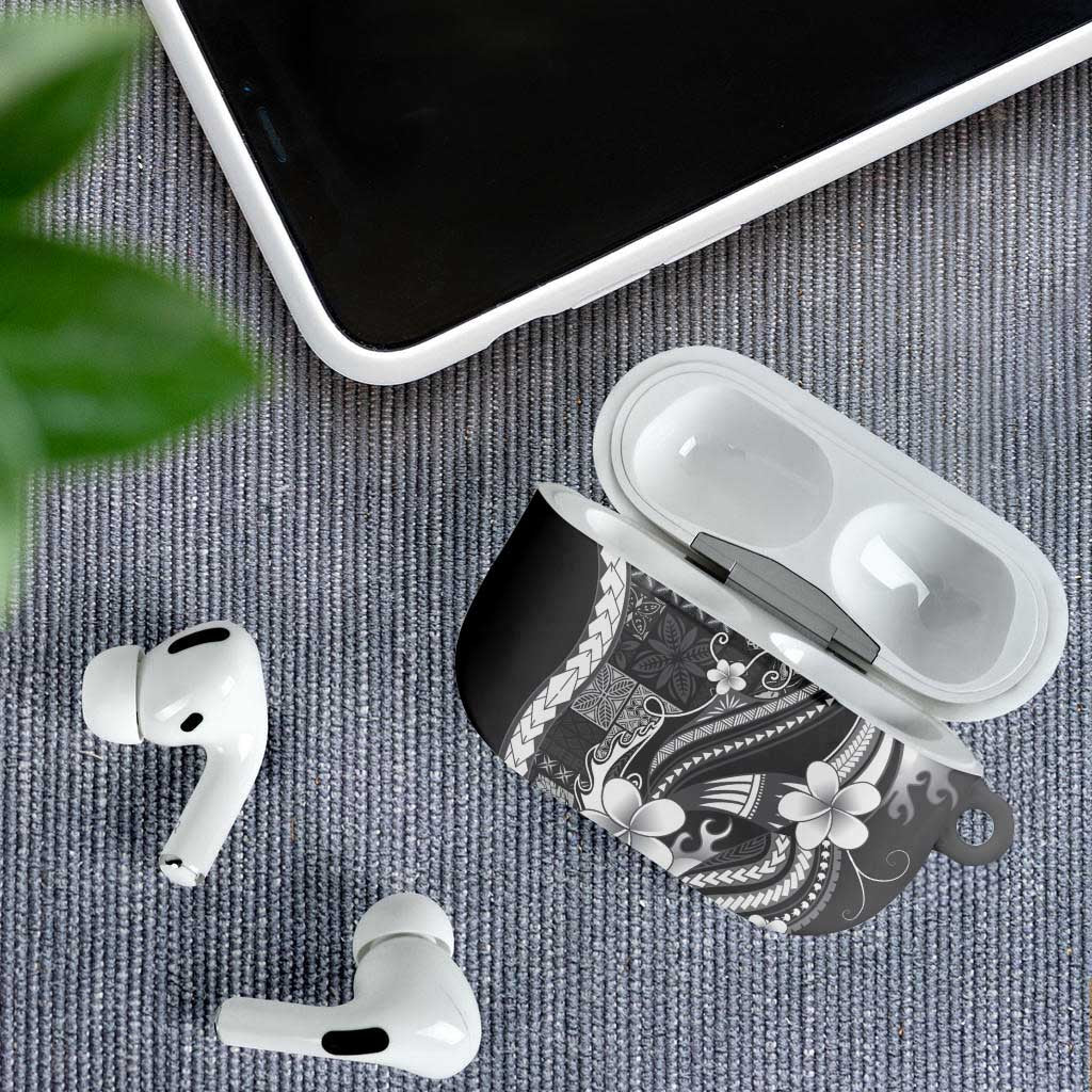 Samoa Siapo Tribal Pattern AirPods Case Light Gray Polynesian Plumeria Tapa Motif LT9 - Polynesian Pride