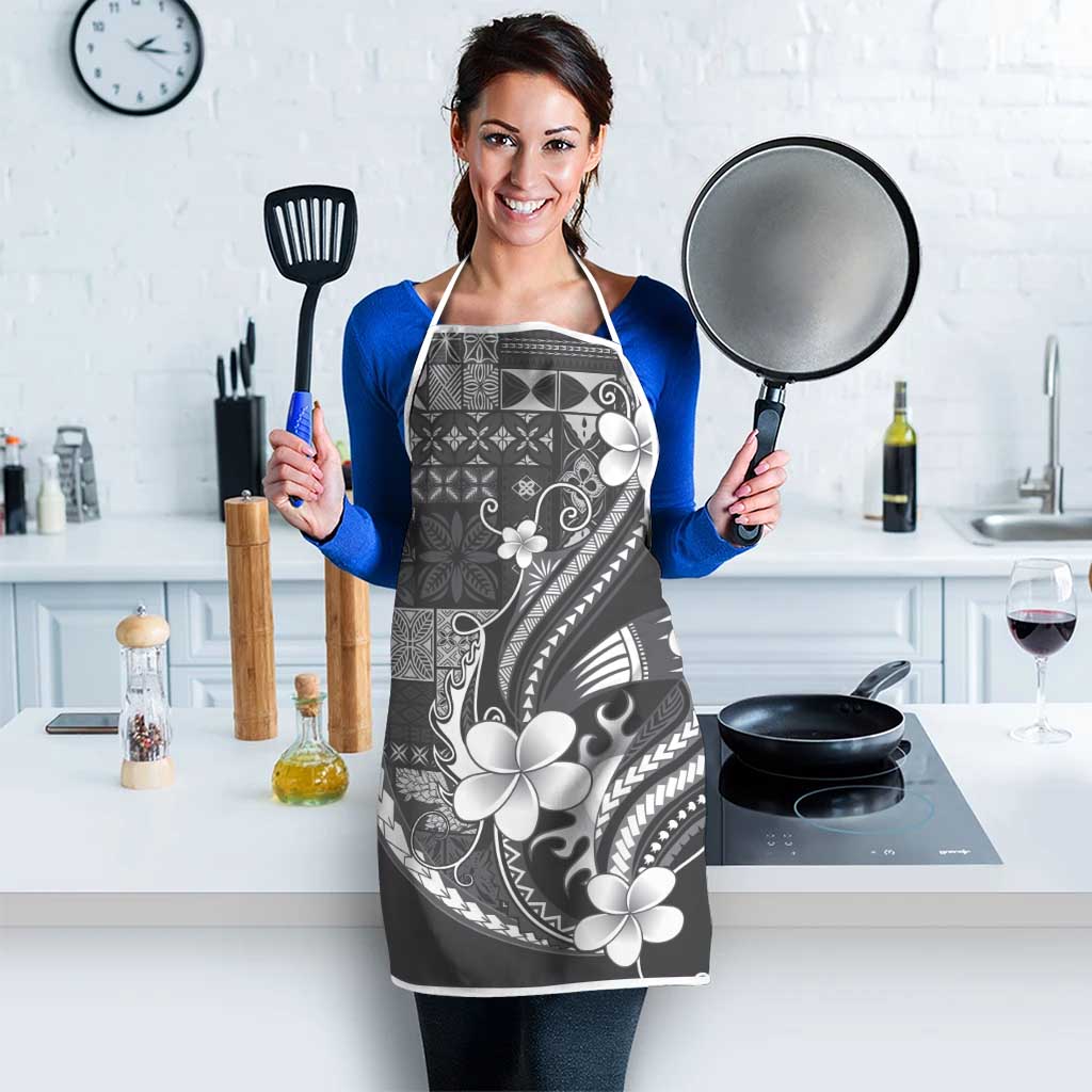 Samoa Siapo Tribal Pattern Apron Light Gray Polynesian Plumeria Tapa Motif LT9 - Polynesian Pride