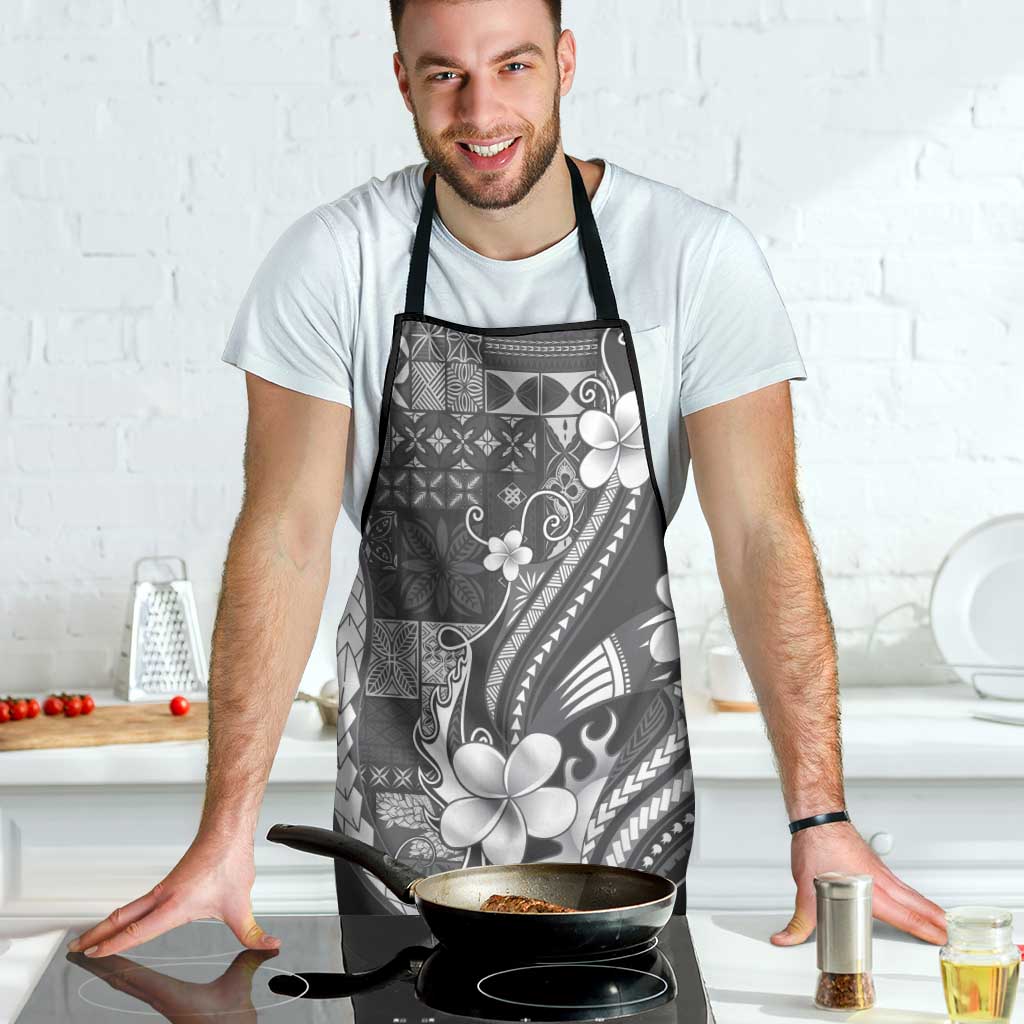 Samoa Siapo Tribal Pattern Apron Light Gray Polynesian Plumeria Tapa Motif LT9 - Polynesian Pride