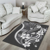 Samoa Siapo Tribal Pattern Area Rug Light Gray Polynesian Plumeria Tapa Motif LT9 - Polynesian Pride