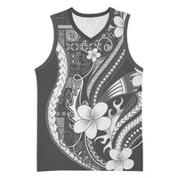 Samoa Siapo Tribal Pattern Basketball Jersey Light Gray Polynesian Plumeria Tapa Motif LT9 Unisex Gray - Polynesian Pride