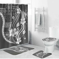 Samoa Siapo Tribal Pattern Bathroom Set Light Gray Polynesian Plumeria Tapa Motif LT9 Bathroom Set (4 pcs) Gray - Polynesian Pride