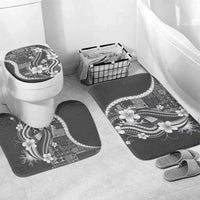 Samoa Siapo Tribal Pattern Bathroom Set Light Gray Polynesian Plumeria Tapa Motif LT9 Mat Set Only (3 pcs) One Size Gray - Polynesian Pride