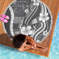 Samoa Siapo Tribal Pattern Beach Blanket Light Gray Polynesian Plumeria Tapa Motif LT9 - Polynesian Pride