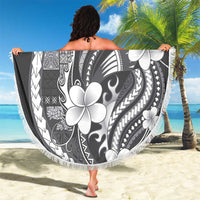 Samoa Siapo Tribal Pattern Beach Blanket Light Gray Polynesian Plumeria Tapa Motif LT9 - Polynesian Pride