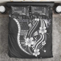 Samoa Siapo Tribal Pattern Bedding Set Light Gray Polynesian Plumeria Tapa Motif LT9 Gray - Polynesian Pride