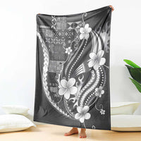 Samoa Siapo Tribal Pattern Blanket Light Gray Polynesian Plumeria Tapa Motif LT9 - Polynesian Pride