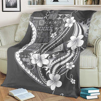 Samoa Siapo Tribal Pattern Blanket Light Gray Polynesian Plumeria Tapa Motif LT9 - Polynesian Pride