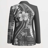 Samoa Siapo Tribal Pattern Blazer Light Gray Polynesian Plumeria Tapa Motif LT9 - Polynesian Pride