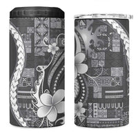 Samoa Siapo Tribal Pattern 4 in 1 Can Cooler Tumbler Light Gray Polynesian Plumeria Tapa Motif LT9 One Size: 16 oz Gray - Polynesian Pride