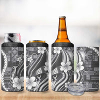 Samoa Siapo Tribal Pattern 4 in 1 Can Cooler Tumbler Light Gray Polynesian Plumeria Tapa Motif LT9 - Polynesian Pride