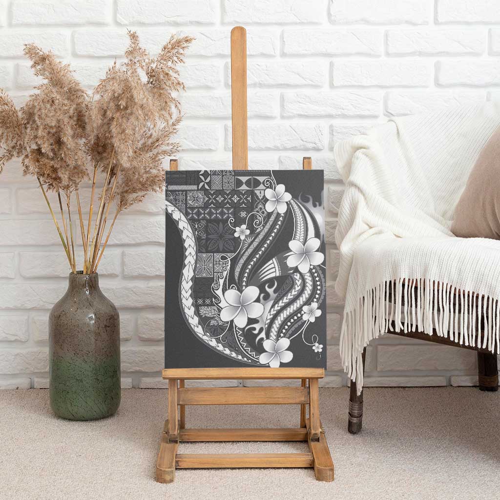 Samoa Siapo Tribal Pattern Canvas Wall Art Light Gray Polynesian Plumeria Tapa Motif LT9 - Polynesian Pride