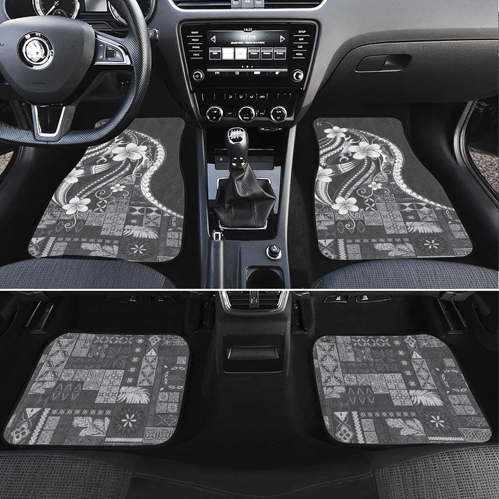 Samoa Siapo Tribal Pattern Car Mats Light Gray Polynesian Plumeria Tapa Motif LT9 Set 4pcs Gray - Polynesian Pride