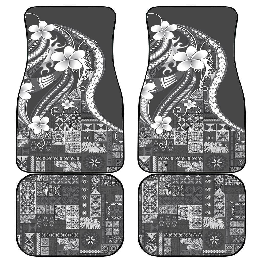 Samoa Siapo Tribal Pattern Car Mats Light Gray Polynesian Plumeria Tapa Motif LT9 - Polynesian Pride