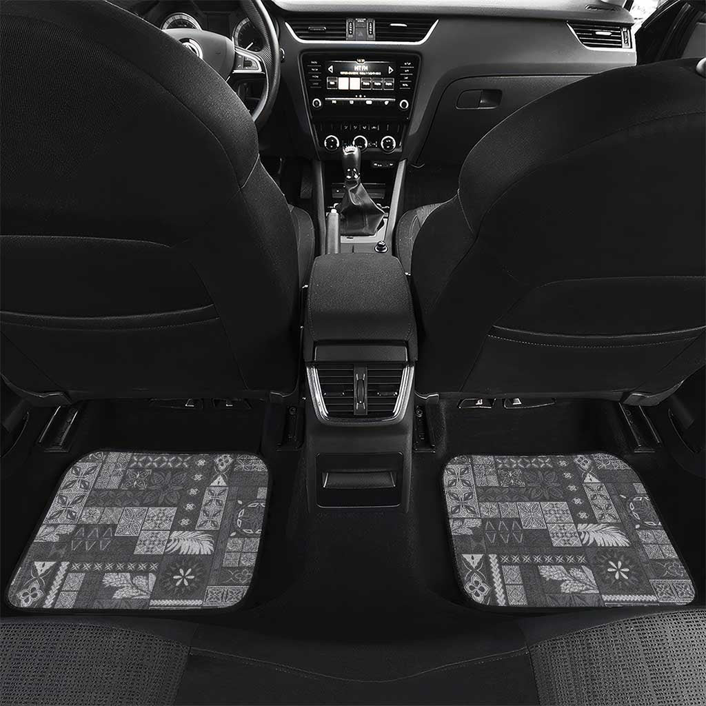 Samoa Siapo Tribal Pattern Car Mats Light Gray Polynesian Plumeria Tapa Motif LT9 Set 2pcs - Back Gray - Polynesian Pride