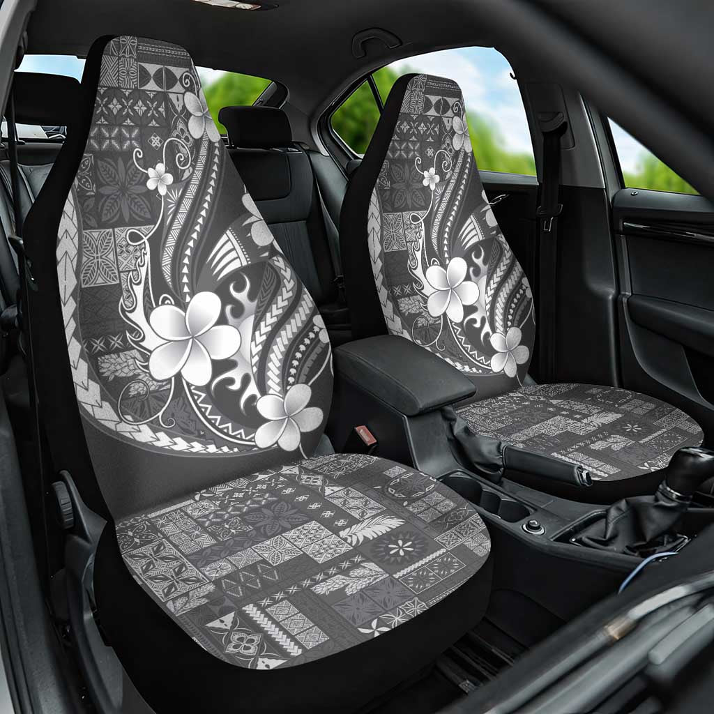 Samoa Siapo Tribal Pattern Car Seat Cover Light Gray Polynesian Plumeria Tapa Motif LT9 One Size Gray - Polynesian Pride
