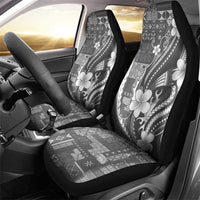 Samoa Siapo Tribal Pattern Car Seat Cover Light Gray Polynesian Plumeria Tapa Motif LT9 - Polynesian Pride