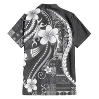 Samoa Siapo Tribal Pattern Family Matching Mermaid Dress and Hawaiian Shirt Light Gray Polynesian Plumeria Tapa Motif