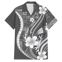 Samoa Siapo Tribal Pattern Family Matching Short Sleeve Bodycon Dress and Hawaiian Shirt Light Gray Polynesian Plumeria Tapa Motif