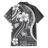 Samoa Siapo Tribal Pattern Family Matching Tank Maxi Dress and Hawaiian Shirt Light Gray Polynesian Plumeria Tapa Motif