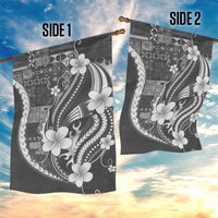 Samoa Siapo Tribal Pattern Garden Flag Light Gray Polynesian Plumeria Tapa Motif LT9 - Polynesian Pride