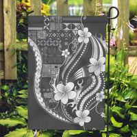 Samoa Siapo Tribal Pattern Garden Flag Light Gray Polynesian Plumeria Tapa Motif LT9 Garden Flag Gray - Polynesian Pride