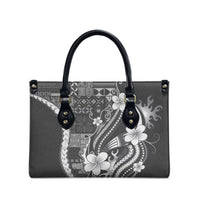 Samoa Siapo Tribal Pattern Leather Bag Light Gray Polynesian Plumeria Tapa Motif LT9 - Polynesian Pride