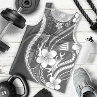 Samoa Siapo Tribal Pattern Men Tank Top Light Gray Polynesian Plumeria Tapa Motif LT9 - Polynesian Pride