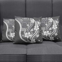 Samoa Siapo Tribal Pattern Pillow Cover Light Gray Polynesian Plumeria Tapa Motif LT9 - Polynesian Pride