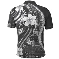 Samoa Siapo Tribal Pattern Polo Shirt Light Gray Polynesian Plumeria Tapa Motif LT9 - Polynesian Pride