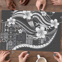 Samoa Siapo Tribal Pattern Puzzle Light Gray Polynesian Plumeria Tapa Motif