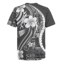 Samoa Siapo Tribal Pattern Rugby Jersey Light Gray Polynesian Plumeria Tapa Motif LT9 - Polynesian Pride