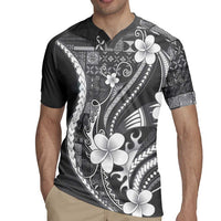 Samoa Siapo Tribal Pattern Rugby Jersey Light Gray Polynesian Plumeria Tapa Motif LT9 - Polynesian Pride