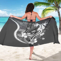Samoa Siapo Tribal Pattern Sarong Light Gray Polynesian Plumeria Tapa Motif LT9 - Polynesian Pride