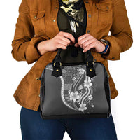 Samoa Siapo Tribal Pattern Shoulder Handbag Light Gray Polynesian Plumeria Tapa Motif LT9 - Polynesian Pride