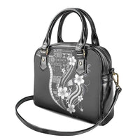Samoa Siapo Tribal Pattern Shoulder Handbag Light Gray Polynesian Plumeria Tapa Motif LT9 - Polynesian Pride