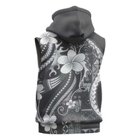 Samoa Siapo Tribal Pattern Sleeveless Hoodie Light Gray Polynesian Plumeria Tapa Motif LT9 - Polynesian Pride
