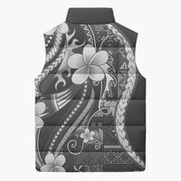 Samoa Siapo Tribal Pattern Sleeveless Puffer Jacket Light Gray Polynesian Plumeria Tapa Motif LT9 - Polynesian Pride