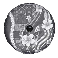 Samoa Siapo Tribal Pattern Spare Tire Cover Light Gray Polynesian Plumeria Tapa Motif LT9 - Polynesian Pride
