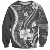 Samoa Siapo Tribal Pattern Sweatshirt Light Gray Polynesian Plumeria Tapa Motif LT9 Unisex Gray - Polynesian Pride