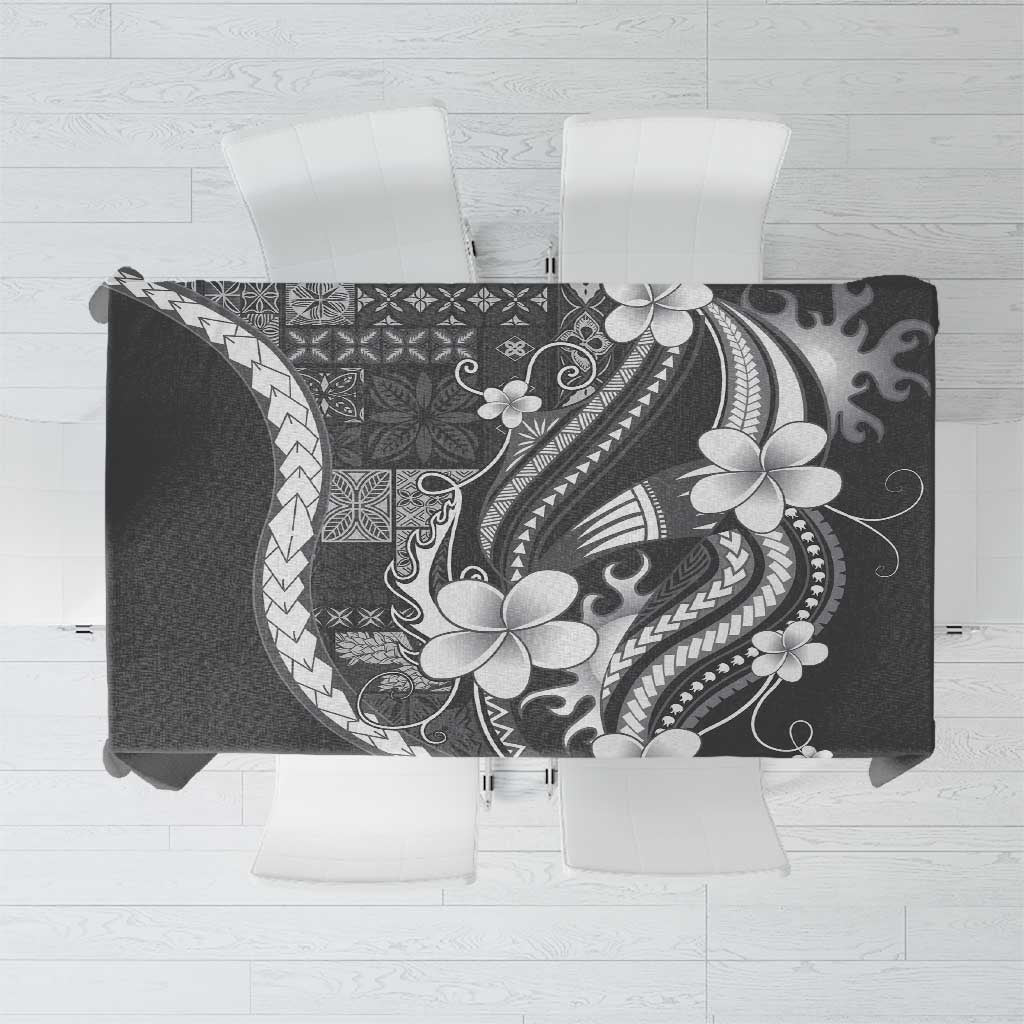 Samoa Siapo Tribal Pattern Tablecloth Light Gray Polynesian Plumeria Tapa Motif LT9 Gray - Polynesian Pride