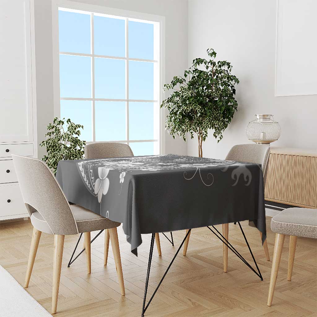 Samoa Siapo Tribal Pattern Tablecloth Light Gray Polynesian Plumeria Tapa Motif LT9 - Polynesian Pride