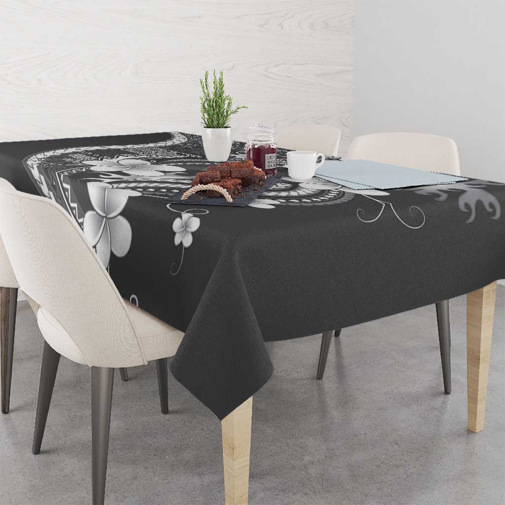 Samoa Siapo Tribal Pattern Tablecloth Light Gray Polynesian Plumeria Tapa Motif LT9 - Polynesian Pride