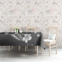 Samoa Siapo Tribal Pattern Tablecloth Light Gray Polynesian Plumeria Tapa Motif LT9 - Polynesian Pride