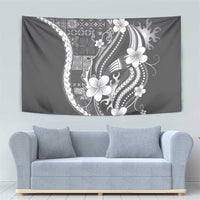 Samoa Siapo Tribal Pattern Tapestry Light Gray Polynesian Plumeria Tapa Motif LT9 - Polynesian Pride