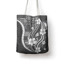 Samoa Siapo Tribal Pattern Tote Bag Light Gray Polynesian Plumeria Tapa Motif LT9 - Polynesian Pride