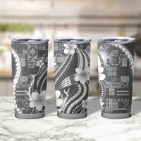 Samoa Siapo Tribal Pattern Tumbler Cup Light Gray Polynesian Plumeria Tapa Motif LT9 - Polynesian Pride