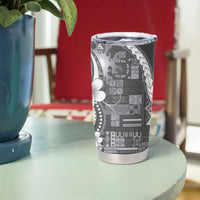 Samoa Siapo Tribal Pattern Tumbler Cup Light Gray Polynesian Plumeria Tapa Motif LT9 - Polynesian Pride