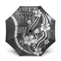 Samoa Siapo Tribal Pattern Umbrella Light Gray Polynesian Plumeria Tapa Motif LT9 One Size Folded 11.42 inch Opened Diameter 37.4 inch Gray - Polynesian Pride
