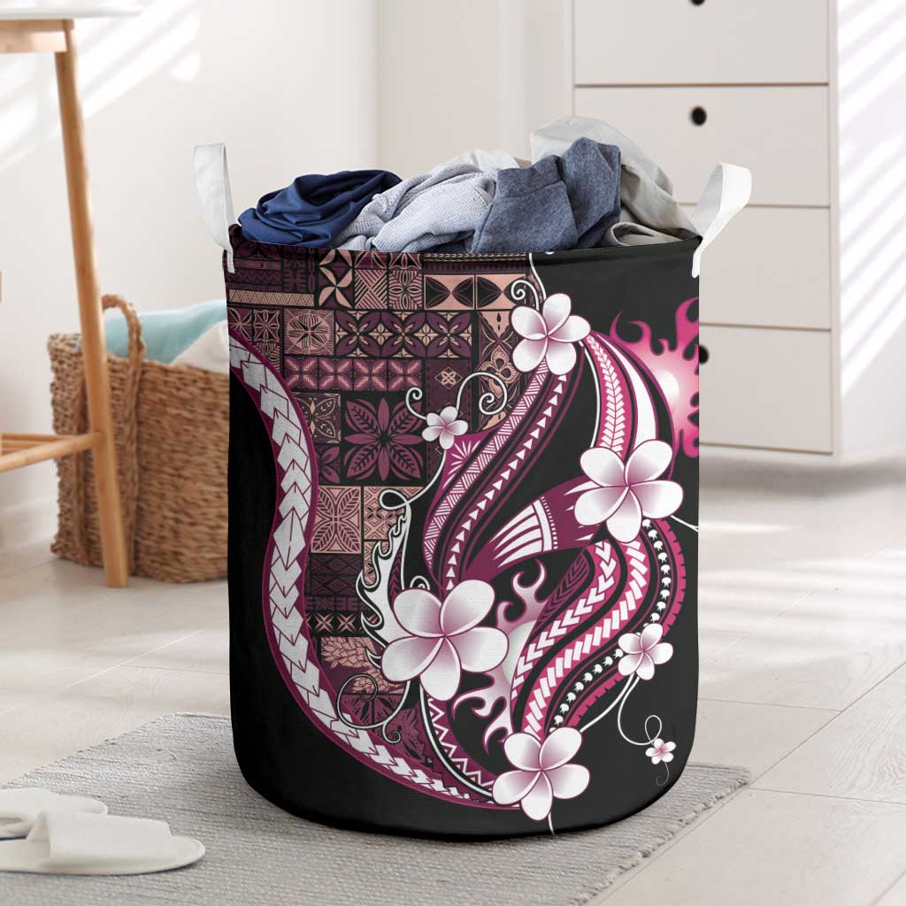 Samoa Siapo Tribal Pattern Laundry Basket Violet Polynesian Plumeria Tapa Motif LT9 Violet - Polynesian Pride
